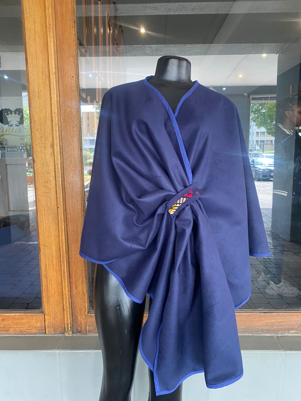 Draped Wrap Cape With Decorative Clasp