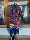 African Print Long Kimono With Fringe